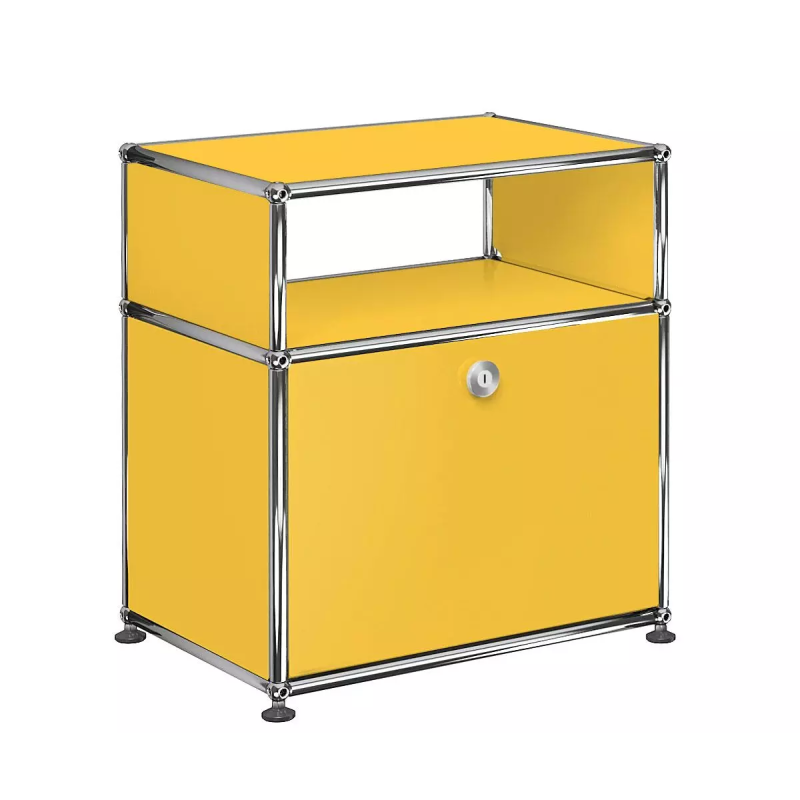 1x2 Modular Metal Sideboard with 1 bottom door & 3 pannels [W500XD350XH(350+175)] by Usm #Golden Yellow [RAL 1004]