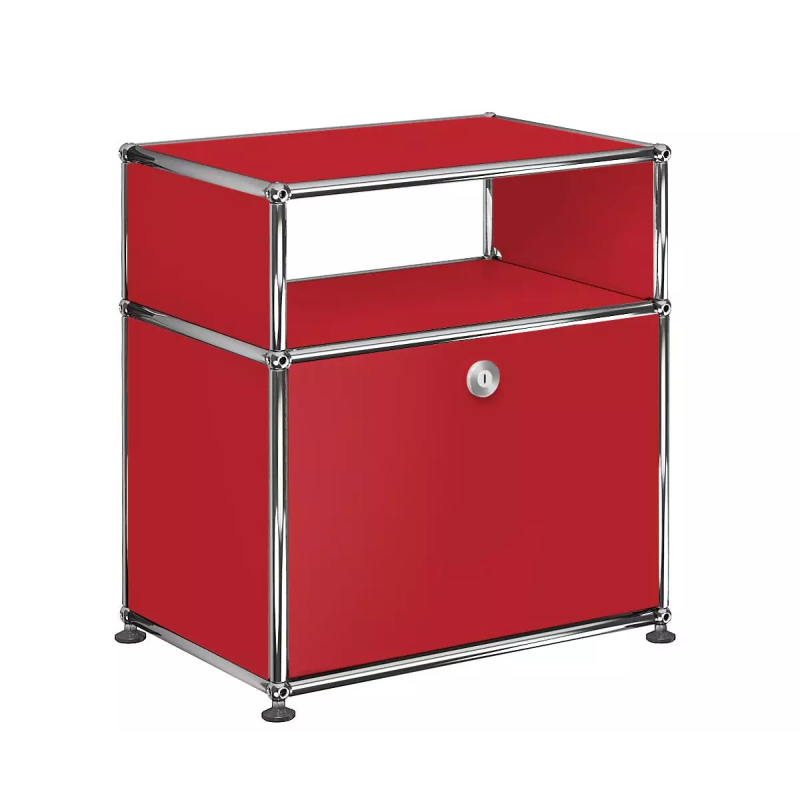 1x2 Modular Metal Sideboard with 1 bottom door & 3 pannels [W500XD350XH(350+175)] by Usm #USM Ruby Red