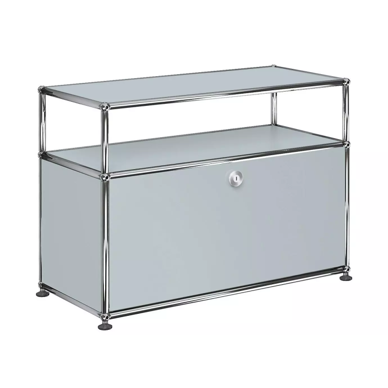 1x2 Modular Metal Sideboard with 1 bottom doors & 1 pannel [W750XD350XH(350+175)] by Usm #USM Matte Silver