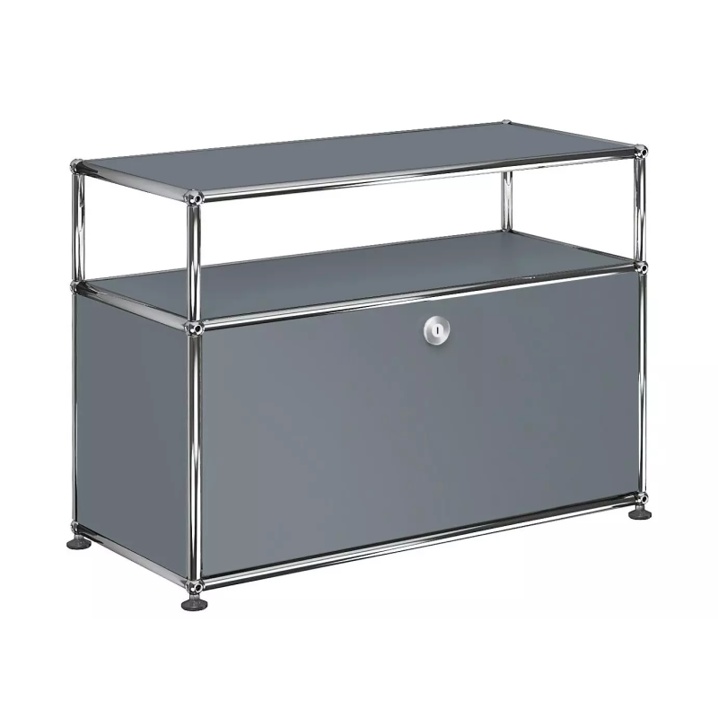 1x2 Modular Metal Sideboard with 1 bottom doors & 1 pannel [W750XD350XH(350+175)] by Usm #USM Mid-Gray