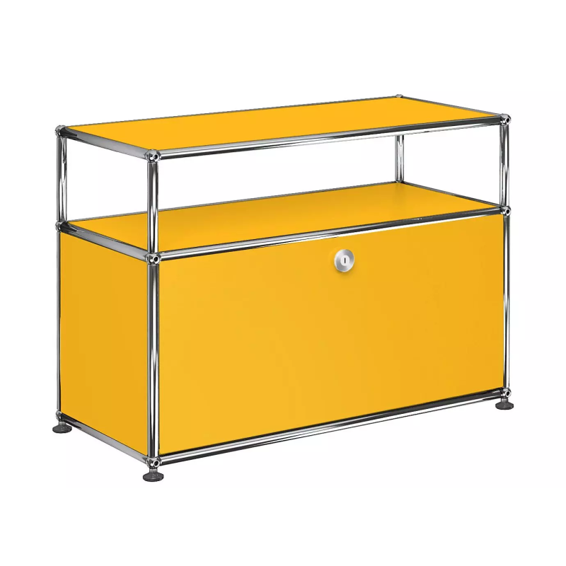 1x2 Modular Metal Sideboard with 1 bottom doors & 1 pannel [W750XD350XH(350+175)] by Usm #Golden Yellow [RAL 1004]