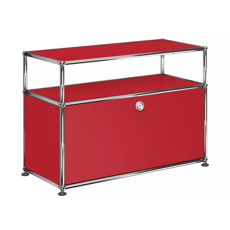 1x2 Modular Metal Sideboard with 1 bottom doors & 1 pannel [W750XD350XH(350+175)] by Usm #USM Ruby Red