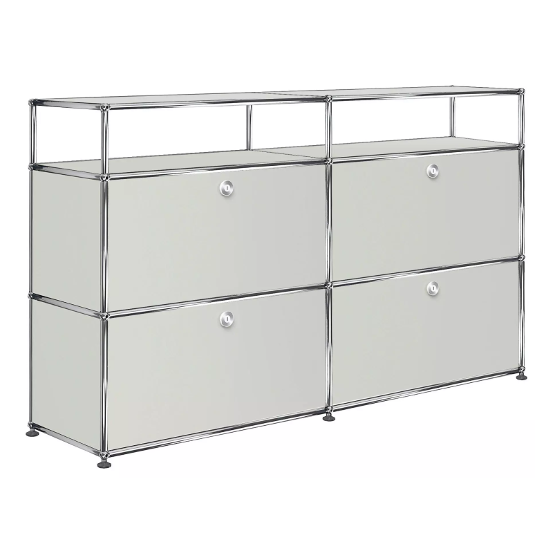 2x3 Modular Metal Highboard with 4 bottom doors & 1-1 Pannels [W(750+750)XD350XH(350+350+175)] by Usm #Light Gray [RAL 7035]