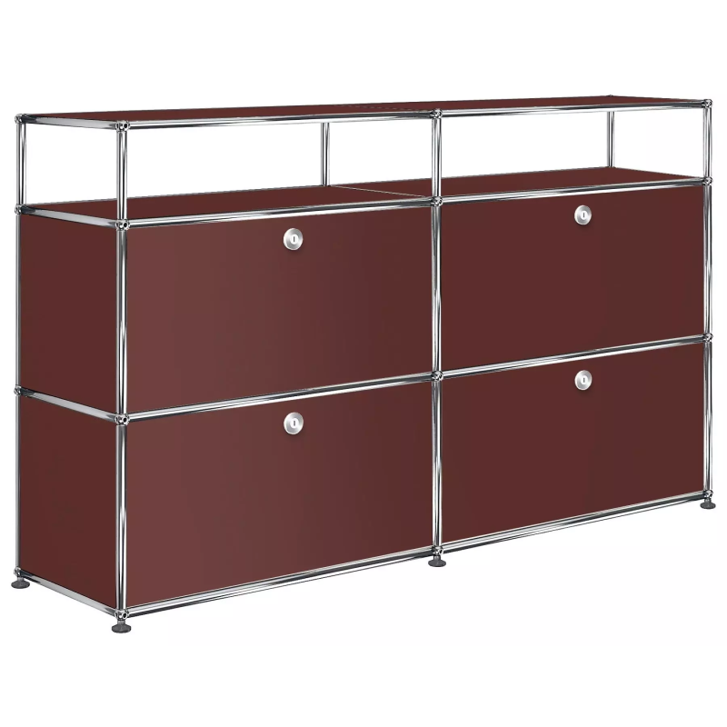 2x3 Modular Metal Highboard with 4 bottom doors & 1-1 Pannels [W(750+750)XD350XH(350+350+175)] by Usm #USM Brown