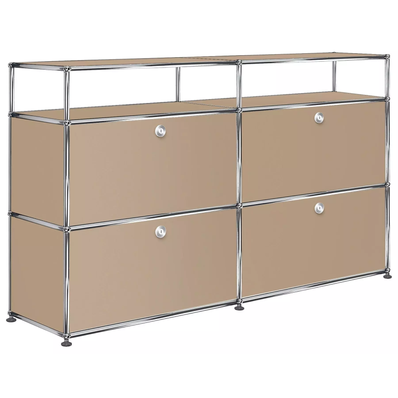 2x3 Modular Metal Highboard with 4 bottom doors & 1-1 Pannels [W(750+750)XD350XH(350+350+175)] by Usm #USM Beige