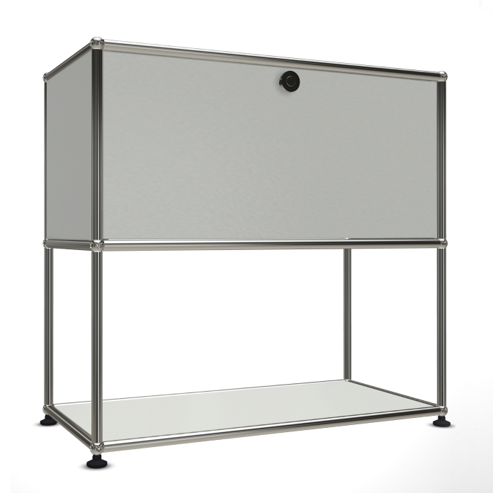 1x2 Modular Metal Sideboard with 1 top door & 1 pannel [W750XD350XH(350+350)] by Usm #Light Gray [RAL 7035]