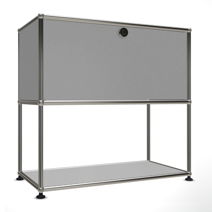 1x2 Modular Metal Sideboard with 1 top door & 1 pannel [W750XD350XH(350+350)] by Usm #USM Matte Silver