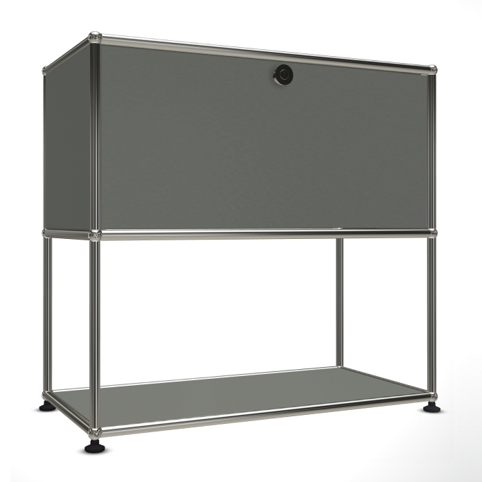 1x2 Modular Metal Sideboard with 1 top door & 1 pannel [W750XD350XH(350+350)] by Usm #USM Mid-Gray