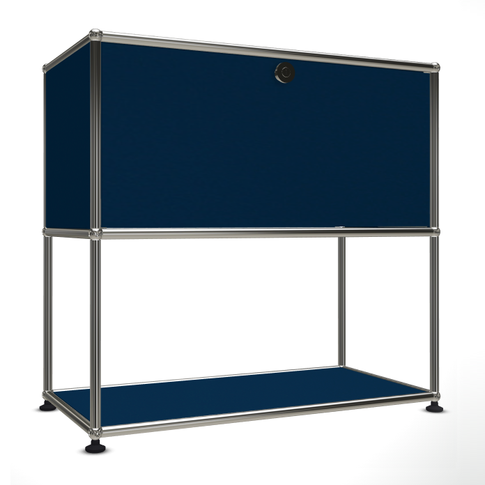 1x2 Modular Metal Sideboard with 1 top door & 1 pannel [W750XD350XH(350+350)] by Usm #Steel Blue [RAL 5011]