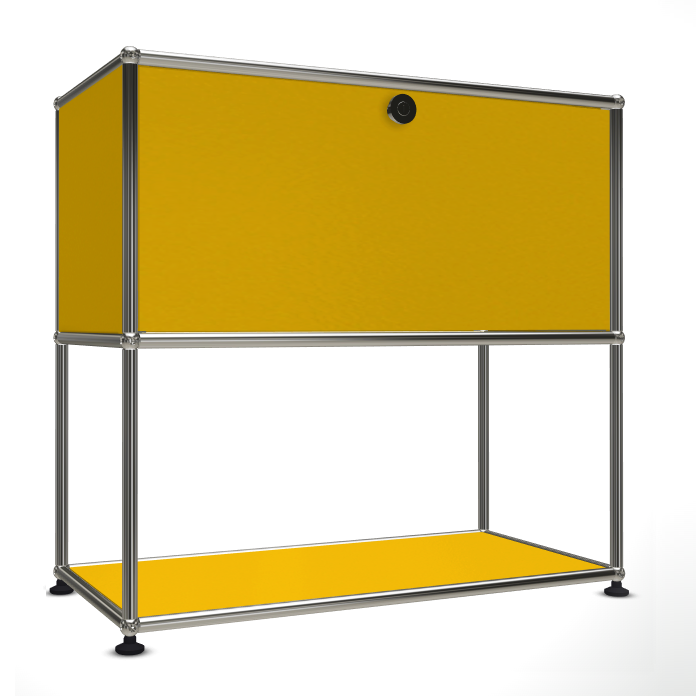 1x2 Modular Metal Sideboard with 1 top door & 1 pannel [W750XD350XH(350+350)] by Usm #Golden Yellow [RAL 1004]