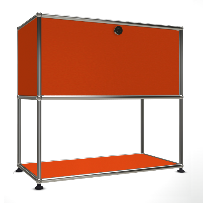 1x2 Modular Metal Sideboard with 1 top door & 1 pannel [W750XD350XH(350+350)] by Usm #Pure Orange [RAL 2004]