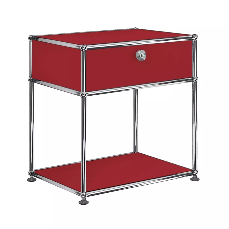 1x2 Modular Metal Sideboard with 1 top door & 1 pannel [W500XD350XH(395+175)] by Usm #USM Ruby Red