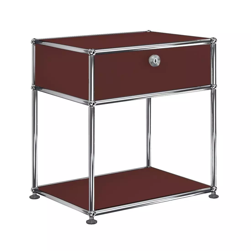 1x2 Modular Metal Sideboard with 1 top door & 1 pannel [W500XD350XH(395+175)] by Usm #USM Brown