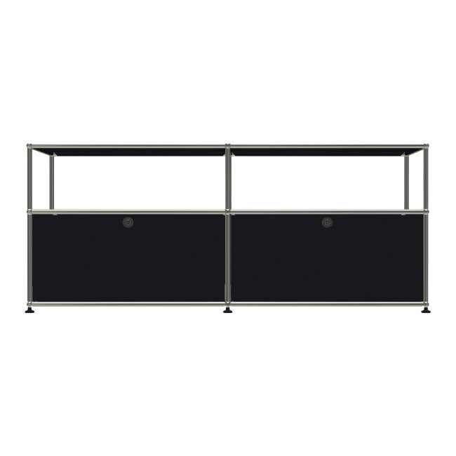 2x2 Modular Metal Sideboard with 2 bottom doors & 1-1 pannel [W(750+750)XD350XH(350+250)] by Usm #Graphite Black [RAL 9011]