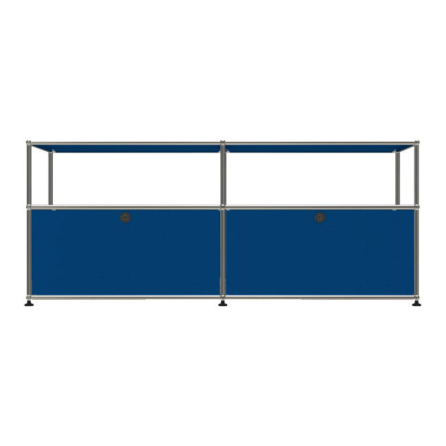 2x2 Modular Metal Sideboard with 2 bottom doors & 1-1 pannel [W(750+750)XD350XH(350+250)] by Usm #Gentian Blue [RAL 5010]