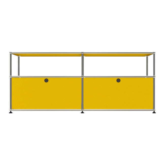 2x2 Modular Metal Sideboard with 2 bottom doors & 1-1 pannel [W(750+750)XD350XH(350+250)] by Usm #Golden Yellow [RAL 1004]