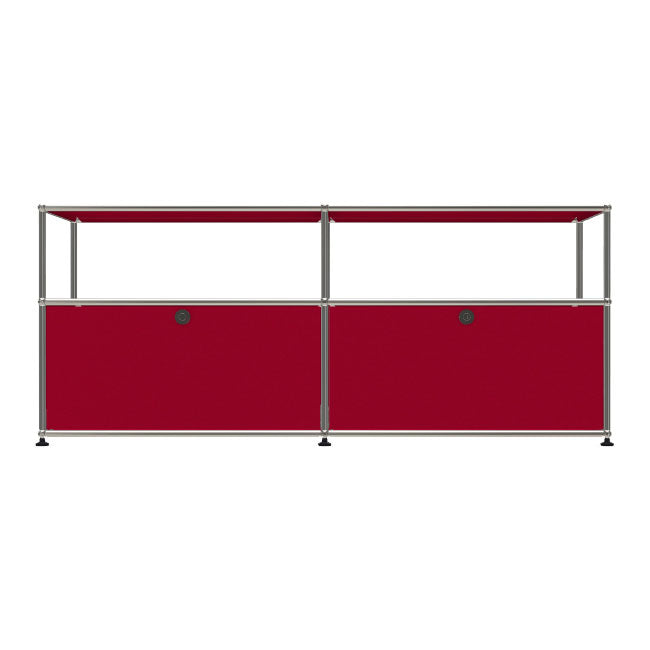 2x2 Modular Metal Sideboard with 2 bottom doors & 1-1 pannel [W(750+750)XD350XH(350+250)] by Usm #USM Ruby Red