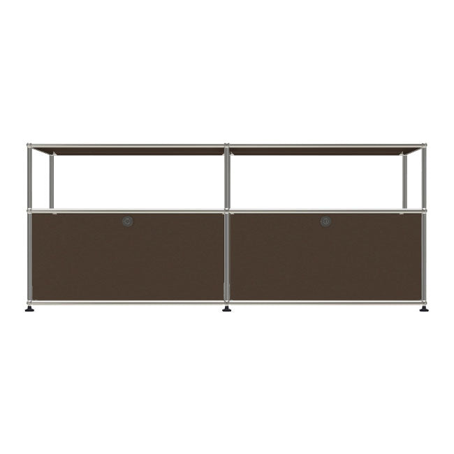 2x2 Modular Metal Sideboard with 2 bottom doors & 1-1 pannel [W(750+750)XD350XH(350+250)] by Usm #USM Brown