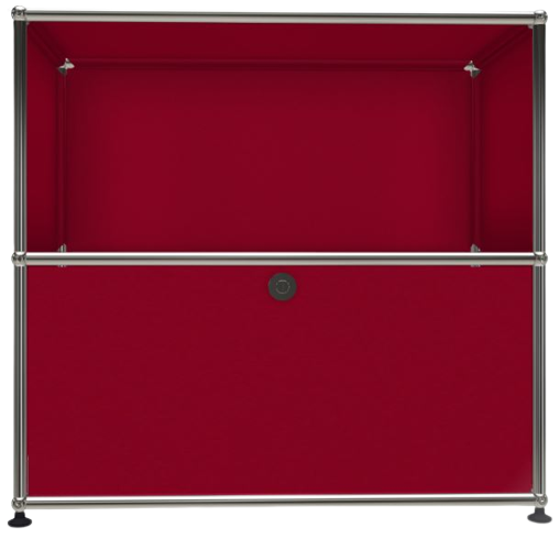 1x2 Modular Metal Sideboard with 1 bottom door [W750XD350XH(350+350)] by Usm #USM Ruby Red