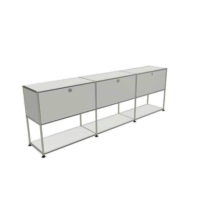 3x2 Modular Metal Sideboard with 3 top doors & 1-1-1 pannel [W(750+750+750)XD350XH(350+350)] by Usm #Light Gray [RAL 7035]