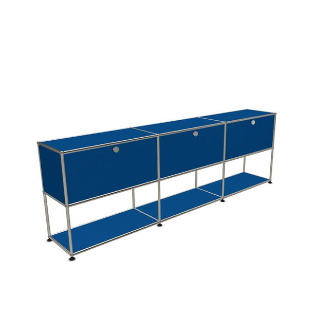 3x2 Modular Metal Sideboard with 3 top doors & 1-1-1 pannel [W(750+750+750)XD350XH(350+350)] by Usm #Gentian Blue [RAL 5010]