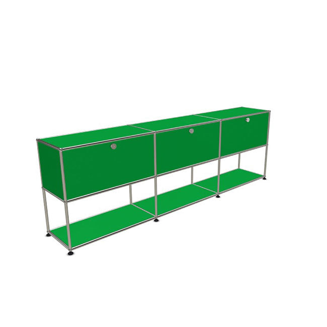 3x2 Modular Metal Sideboard with 3 top doors & 1-1-1 pannel [W(750+750+750)XD350XH(350+350)] by Usm #USM Green