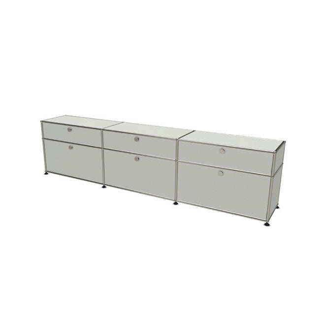 3x2 Modular Metal Sideboard with 6 doors [W(750+750+750)XD350XH(350+175)] by Usm #Light Gray [RAL 7035]