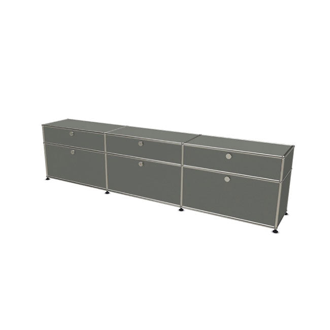 3x2 Modular Metal Sideboard with 6 doors [W(750+750+750)XD350XH(350+175)] by Usm #USM Mid-Gray