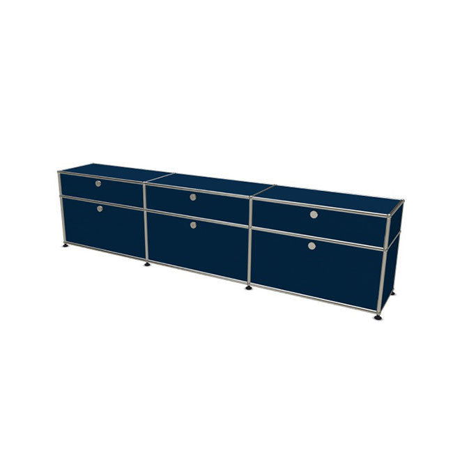 3x2 Modular Metal Sideboard with 6 doors [W(750+750+750)XD350XH(350+175)] by Usm #Steel Blue [RAL 5011]