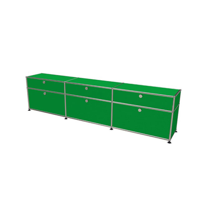 3x2 Modular Metal Sideboard with 6 doors [W(750+750+750)XD350XH(350+175)] by Usm #USM Green