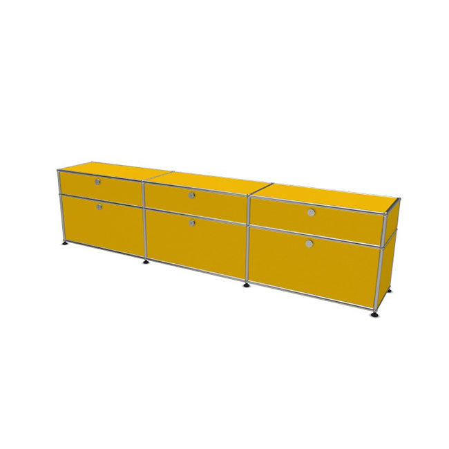 3x2 Modular Metal Sideboard with 6 doors [W(750+750+750)XD350XH(350+175)] by Usm #Golden Yellow [RAL 1004]