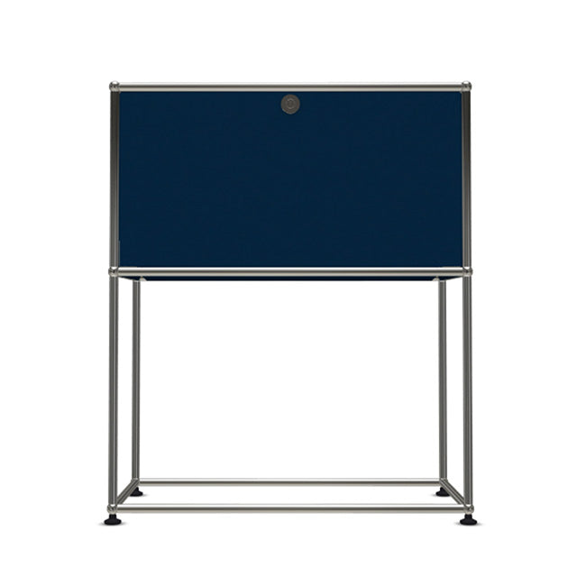 1x2 Modular Metal Sideboard with 1 top door & 0 pannel [W750XD350XH(500+395)] by Usm #Steel Blue [RAL 5011]