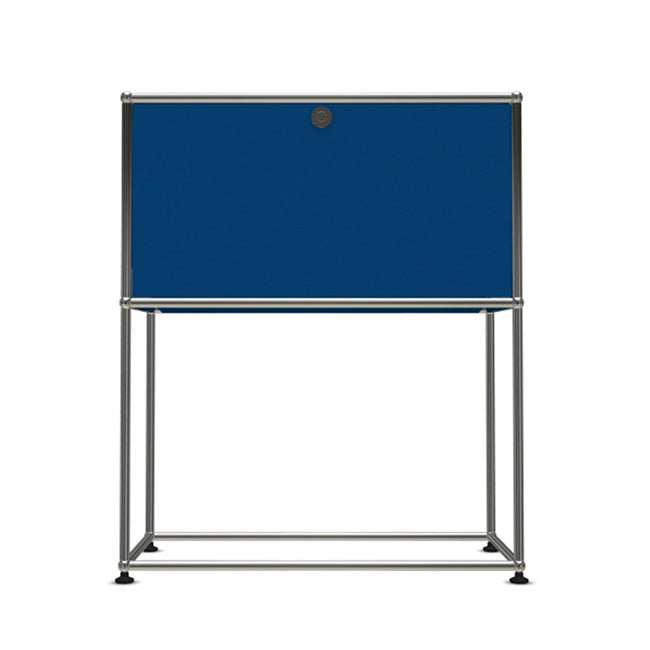 1x2 Modular Metal Sideboard with 1 top door & 0 pannel [W750XD350XH(500+395)] by Usm #Gentian Blue [RAL 5010]