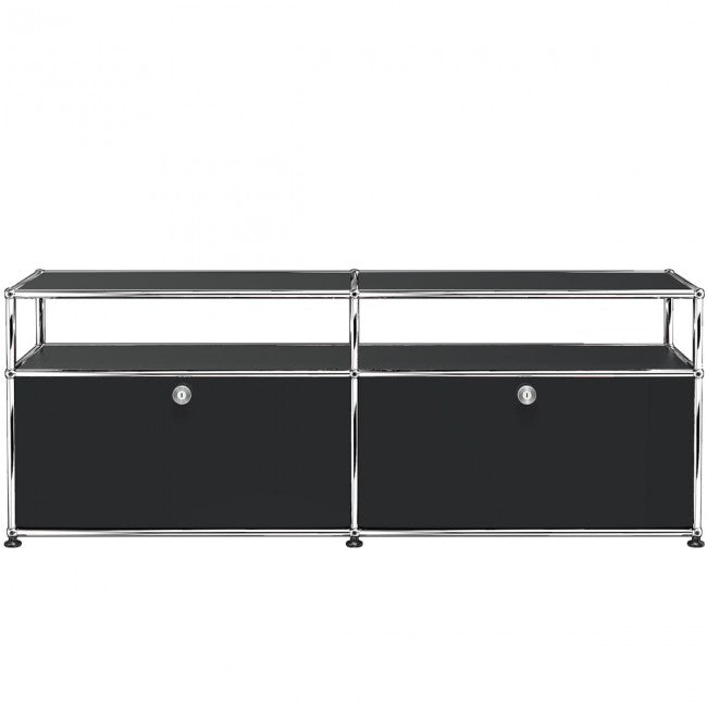 2x2 Modular Metal Sideboard with 2 bottom doors & 1-1 pannel [W(750+750)XD350XH(350+175)] by Usm #Graphite Black [RAL 9011]