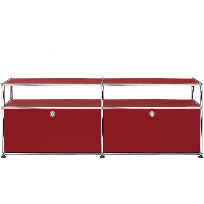 2x2 Modular Metal Sideboard with 2 bottom doors & 1-1 pannel [W(750+750)XD350XH(350+175)] by Usm #USM Ruby Red