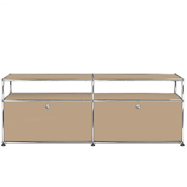 2x2 Modular Metal Sideboard with 2 bottom doors & 1-1 pannel [W(750+750)XD350XH(350+175)] by Usm #USM Beige