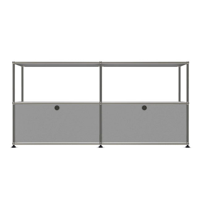 2x2 Modular Metal Sideboard with 2 bottom doors & 1-1 pannel [W(750+750)XD350XH(350+350)] by Usm #USM Matte Silver