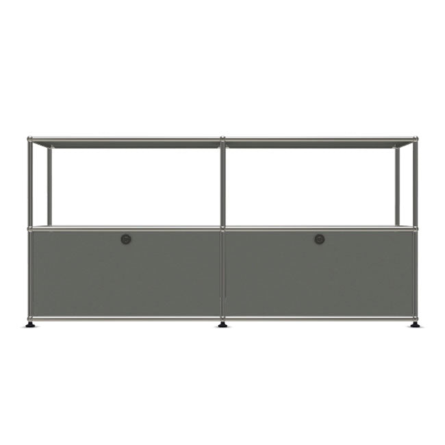 2x2 Modular Metal Sideboard with 2 bottom doors & 1-1 pannel [W(750+750)XD350XH(350+350)] by Usm #USM Mid-Gray