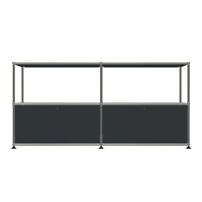 2x2 Modular Metal Sideboard with 2 bottom doors & 1-1 pannel [W(750+750)XD350XH(350+350)] by Usm #Anthracite [RAL 7016]