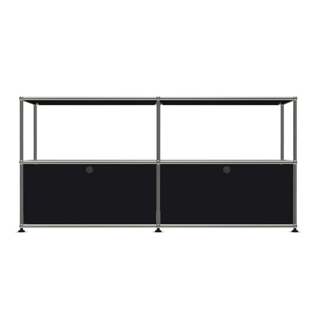 2x2 Modular Metal Sideboard with 2 bottom doors & 1-1 pannel [W(750+750)XD350XH(350+350)] by Usm #Graphite Black [RAL 9011]