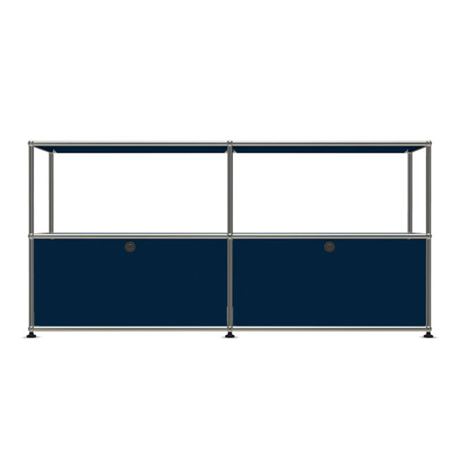 2x2 Modular Metal Sideboard with 2 bottom doors & 1-1 pannel [W(750+750)XD350XH(350+350)] by Usm #Steel Blue [RAL 5011]