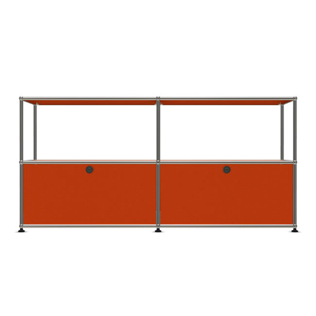 2x2 Modular Metal Sideboard with 2 bottom doors & 1-1 pannel [W(750+750)XD350XH(350+350)] by Usm #Pure Orange [RAL 2004]