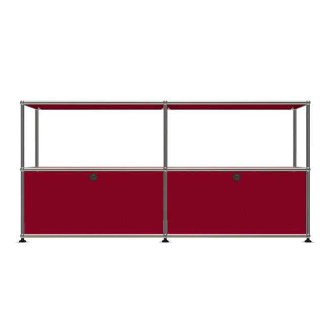 2x2 Modular Metal Sideboard with 2 bottom doors & 1-1 pannel [W(750+750)XD350XH(350+350)] by Usm #USM Ruby Red