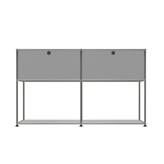 2x2 Modular Metal Sideboard with 2 top doors & 1-1 pannel [W(750+750)XD350XH(500+350)] by Usm #USM Matte Silver