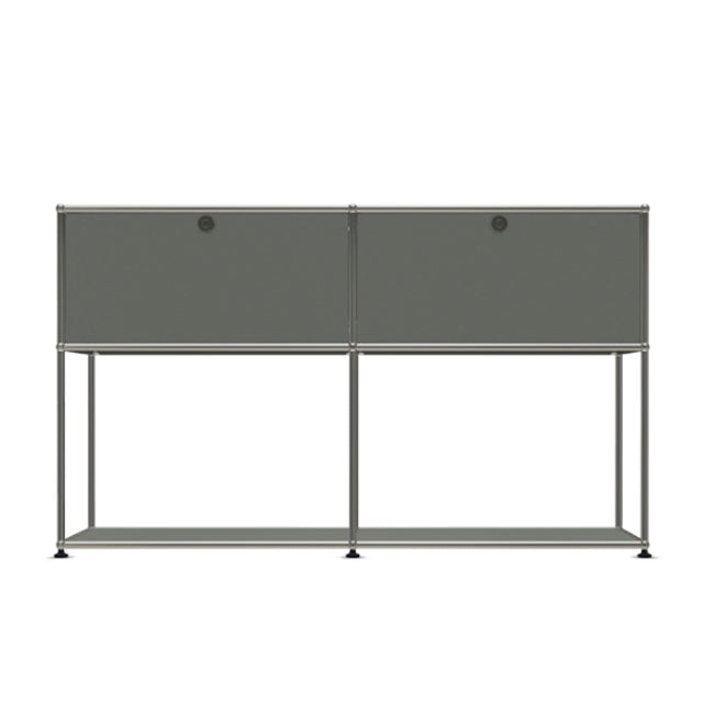 2x2 Modular Metal Sideboard with 2 top doors & 1-1 pannel [W(750+750)XD350XH(500+350)] by Usm #USM Mid-Gray