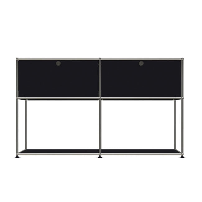 2x2 Modular Metal Sideboard with 2 top doors & 1-1 pannel [W(750+750)XD350XH(500+350)] by Usm #Graphite Black [RAL 9011]