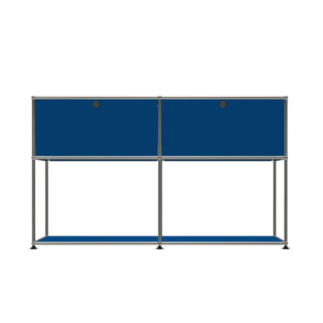 2x2 Modular Metal Sideboard with 2 top doors & 1-1 pannel [W(750+750)XD350XH(500+350)] by Usm #Gentian Blue [RAL 5010]