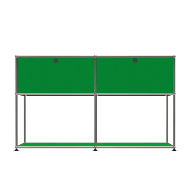 2x2 Modular Metal Sideboard with 2 top doors & 1-1 pannel [W(750+750)XD350XH(500+350)] by Usm #USM Green