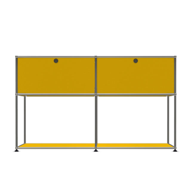 2x2 Modular Metal Sideboard with 2 top doors & 1-1 pannel [W(750+750)XD350XH(500+350)] by Usm #Golden Yellow [RAL 1004]