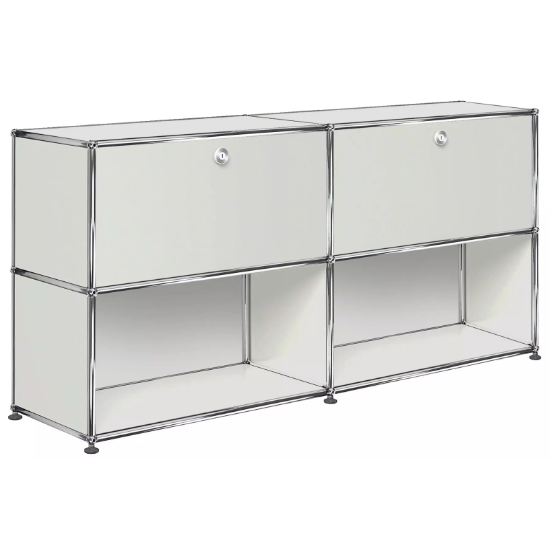 2x2 Modular Metal Sideboard with 2 top doors [W(750+750)XD350XH(350+350)] by Usm #Light Gray [RAL 7035]